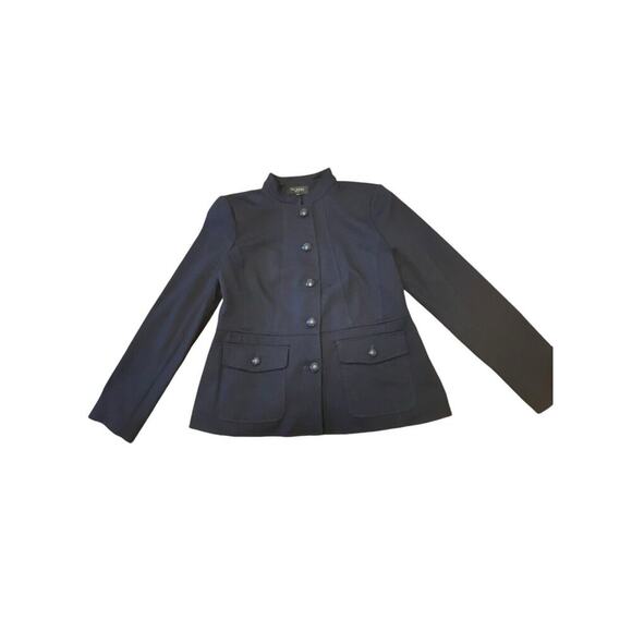 Talbots Classic Navy Blazer Mandarin Collar Anchor Buttons Pockets Womens 6P - Picture 1 of 16
